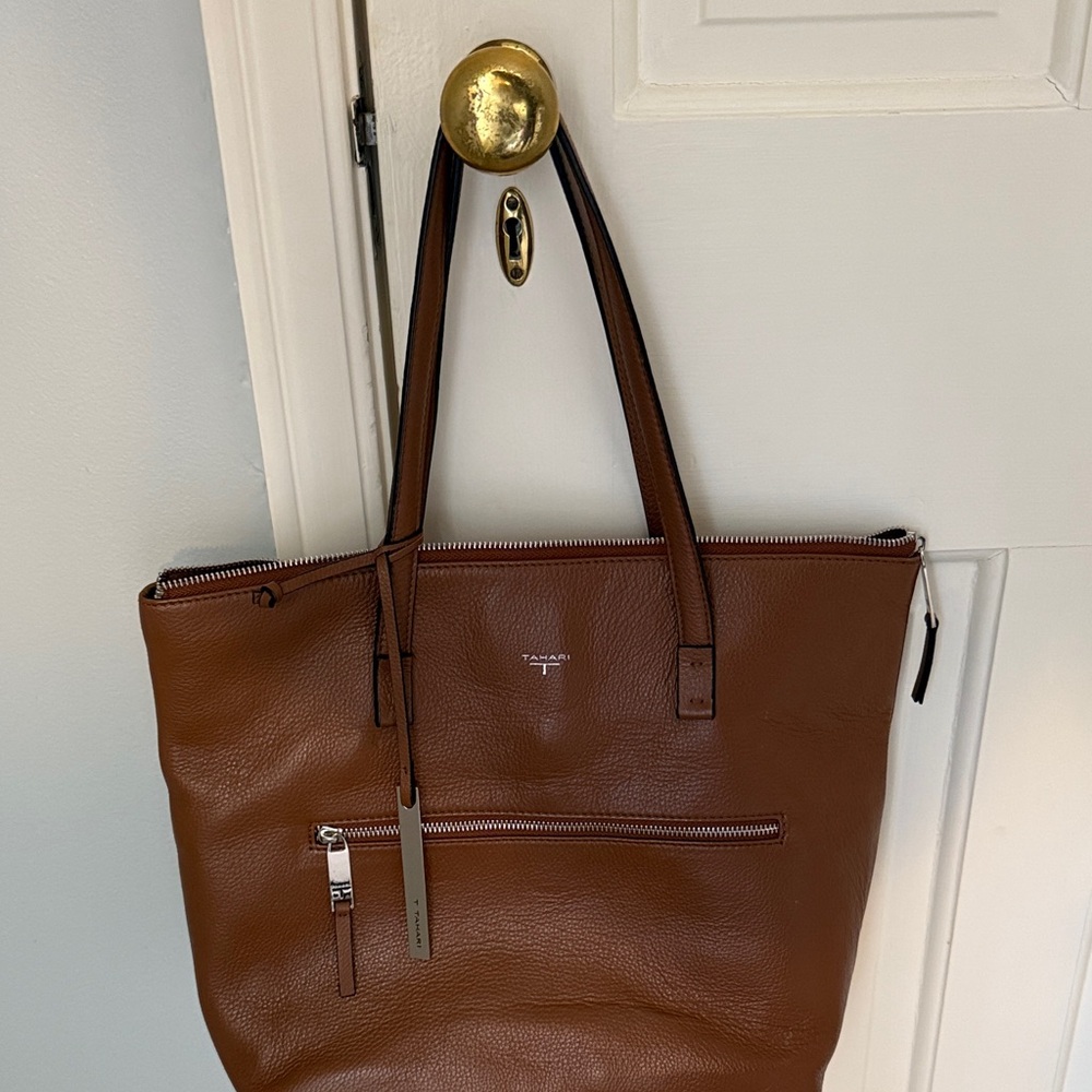 Tahari Brown Leather Tote Bag